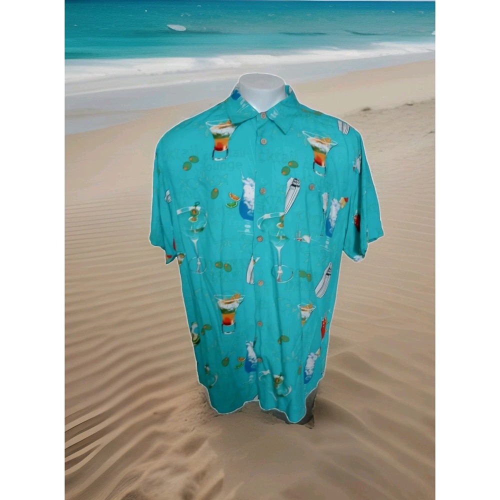 V Junction West  Martini Cocktail Beach  Club Party XXL Hawaiian Button Shirt